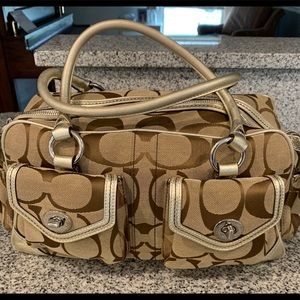Coach turnlock pocket satchel in gold
